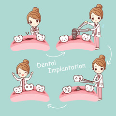 Wall Mural - cartoon tooth dental implantation concept