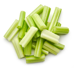 Wall Mural - Heap of celery sticks isolated on white