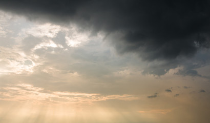 colorful dramatic sky with cloud at sunset