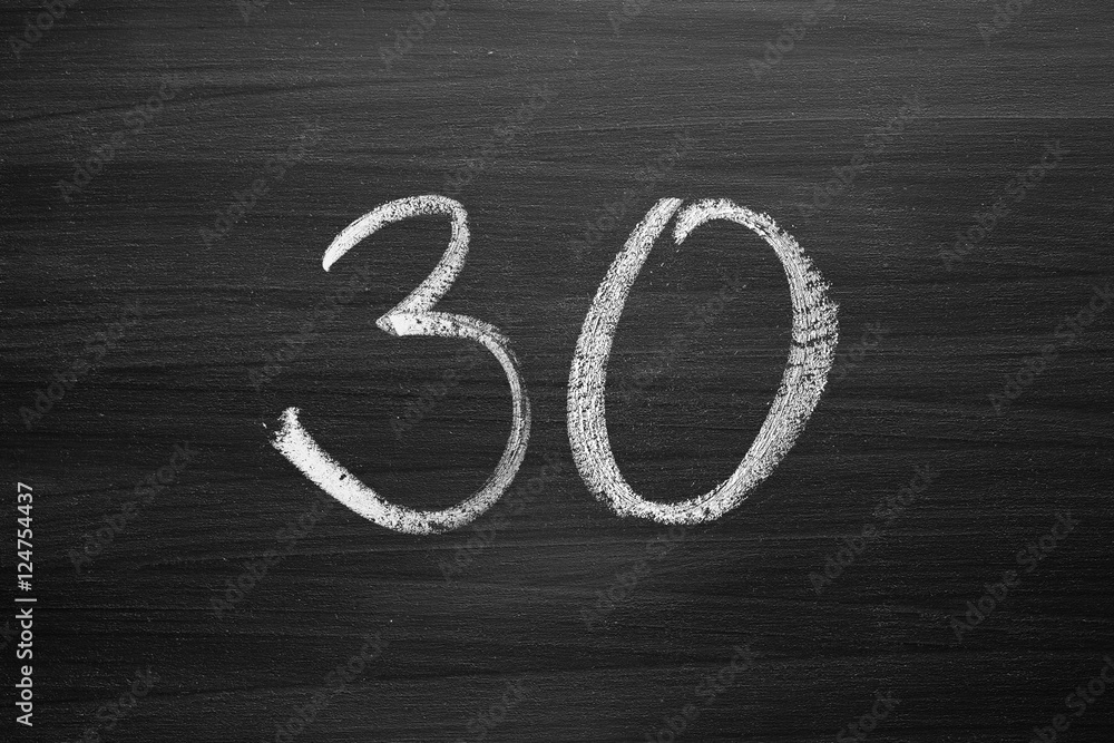 number thirty enumeration written with a chalk on the blackboard Stock ...