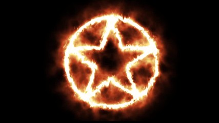 Wall Mural - Star in Circle Lighting up and Burning in Flames