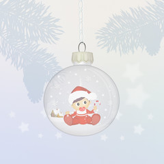 Sticker - Christmas crystal ball on tree