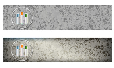 set of two banners with marble pattern and test tubes