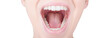 Leinwandbild Motiv Bocca aperta con denti bianchi e lingua 