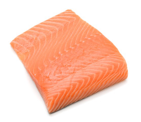 Wall Mural - Fresh salmon fillet isolated on white background