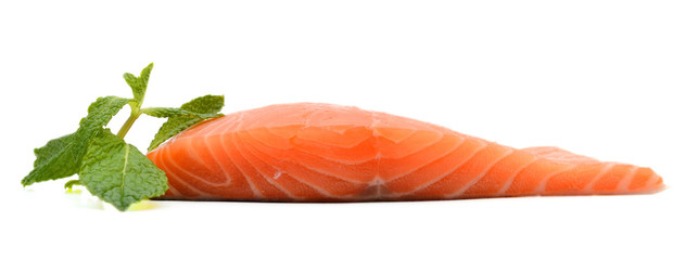 Fresh salmon fillet isolated on white background