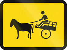 Temporary Road Sign Used In The African Country Of Botswana - The Primary Sign Applies To Animal-drawn Vehicles