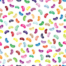 White Seamless Jelly Beans Vector Pattern.