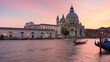 venice santa maria della salute basilica canal cathedral sunset traffic panorama 4k time lapse italy
