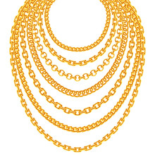 Golden Metallic Chain Necklaces Vector Set