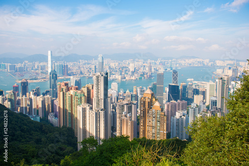 Plakat Wieżowiec widok od szczytu wierza, punkt zwrotny Hong Kong
