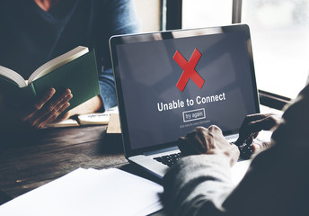 Wall Mural - unable to connect disconnected inaccessible unavailable concept