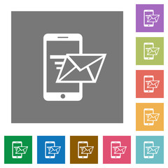 Sticker - Sending email square flat icons