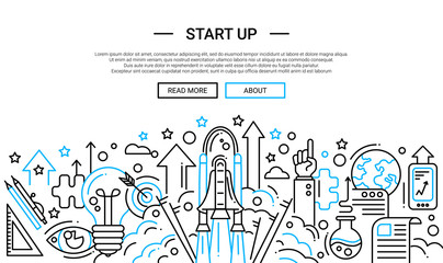 Start Up - line design website banner temlate