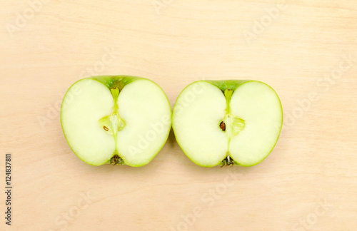 Fresh Green Apple Cut In Half Close Up On A Wooden Background Buy This Stock Photo And Explore Similar Images At Adobe Stock Adobe Stock