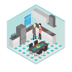 Poster - Vector isometric house room