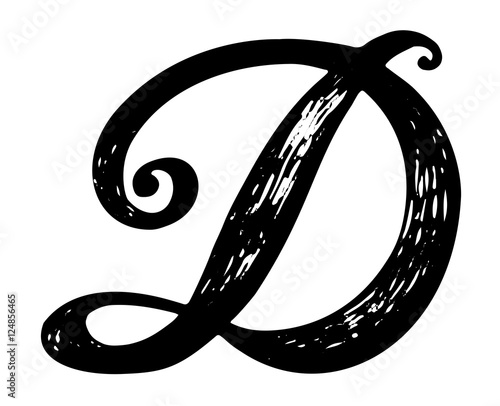 Letter D Calligraphy Alphabet Typeset Lettering Hand Drawn