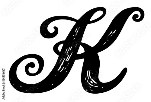 Letter K Calligraphy Alphabet Typeset Lettering Hand Drawn