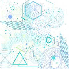 Wall Mural - Sacred geometry symbols and elements background. Cosmic, universe, bing bang, alchemy, religion, philosophy, astrology, science, physics, chemistry and spirituality themes.