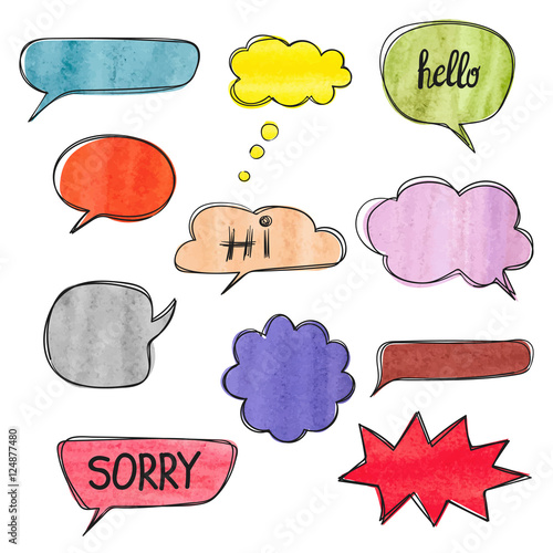 Set of hand drawn speech bu...