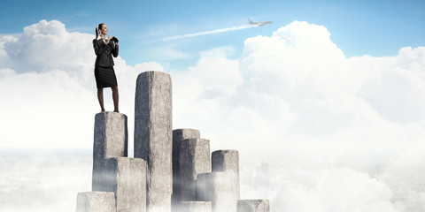 Wall Mural - she reached the top of sucess . mixed media