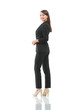 © ASDF - Full-length profile of businesswoman looking on camera, isolated