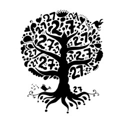 Fototapete - Tree 27 with roots for your design