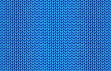 Blue Realistic Simple Knit Texture Vector Seamless Pattern