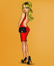 Vector Illustration Of Sexy Pin Up Blonde