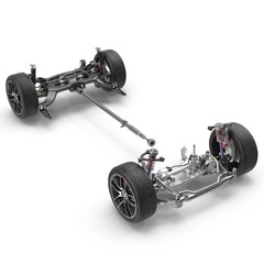 Wall Mural - car chassis isolated on white. 3D illustration