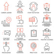 © enotmaks - Vector set of 16 linear thin icons related to striving for success, leadership development, career progress, corporate management. Mono line pictograms and infographics design elements - part 4
