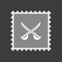 Sticker - Isolated mail stamp icon with  two swords crossed