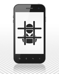 Wall Mural - law concept: smartphone with criminal on display