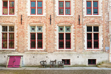 Ancient residential building in Bruges, Belgium