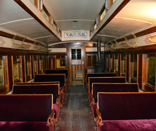 V And T Train Inside/Inside Of Vintage Railroad Travel Car.