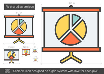 Sticker - Pie chart diagram line icon.