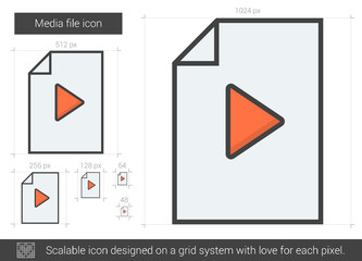 Canvas Print - Media file line icon.