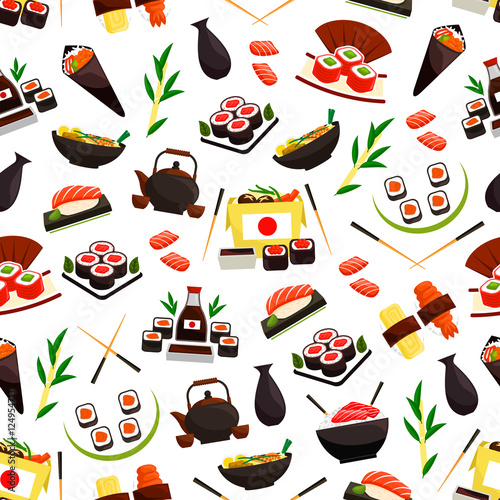 Obraz na płótnie canvas Kuchnia japońska owoce morza, wzór sushi