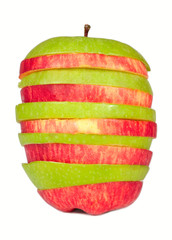 Sticker - Sliced Red and Green Apples Isolated on White Background