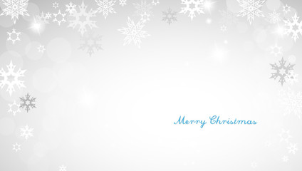 Christmas silver background with snowflakes and decent blue Merr