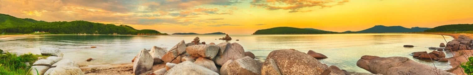 Wall Mural - amazing landscape at sunset. panorama