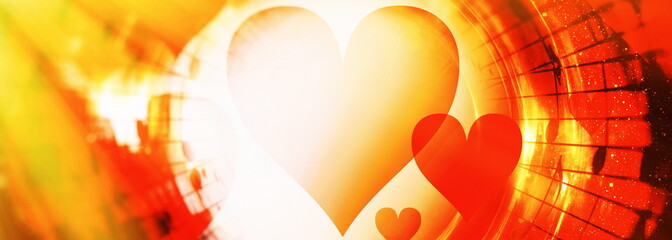 Aufkleber - heart shape in the color space, abstract graphic collage background.