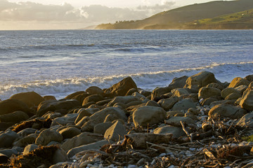 Wall Mural - rocky beach at sunset