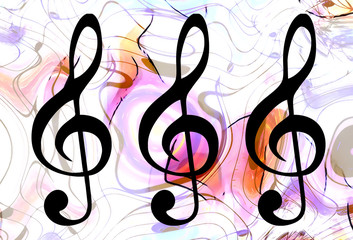 Aufkleber - abstract music theme background with clef, modern design.