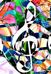 Poster - abstract music theme background with clef, modern design.