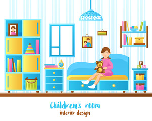 Sticker - Baby Room Interior Vector Illustration