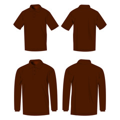 Wall Mural - Brown polo shirt and polo with long sleeve isolated vector set