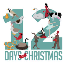 All Twelve Days Of Christmas EPS 10 Vector Illustration