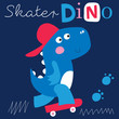 cool skater dinosaur character vector illustration