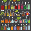 © osadiemus - Minimalistic Retro Icons of Various Bottles with Schematic Drawings of Drinks